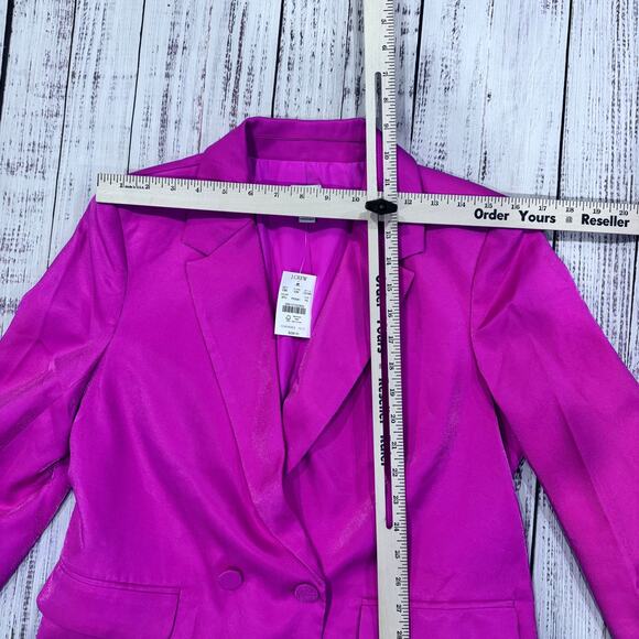 J.Crew Factory High Shine Satin Double Breasted Blazer Hot Pink Petite 8P NWT - Picture 8 of 9